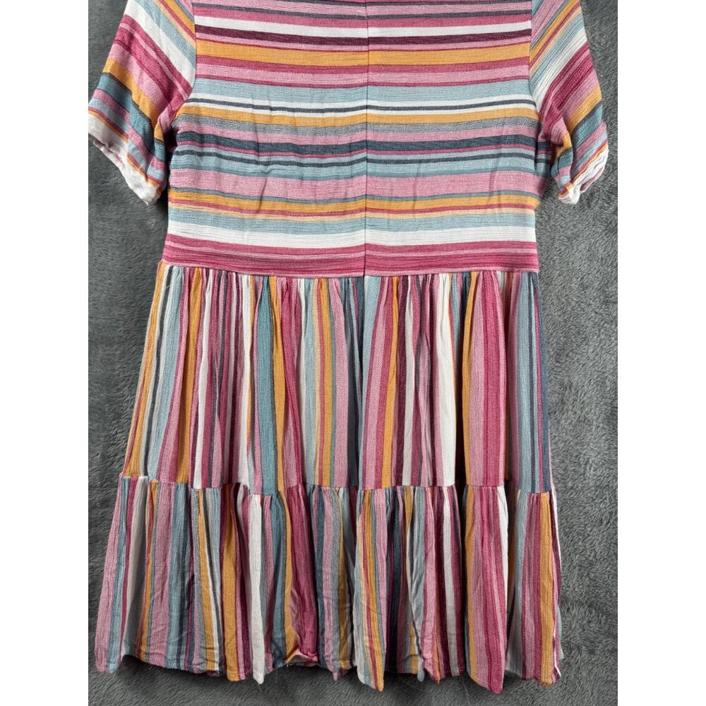 Forever 21 Womans Babydoll Dress Multicolor Striped Short Sleeve Size S - Picture 10 of 10